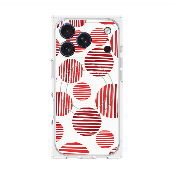 プレミアムスクエアケース with MagSafe［ Nordic Dot - Red ］