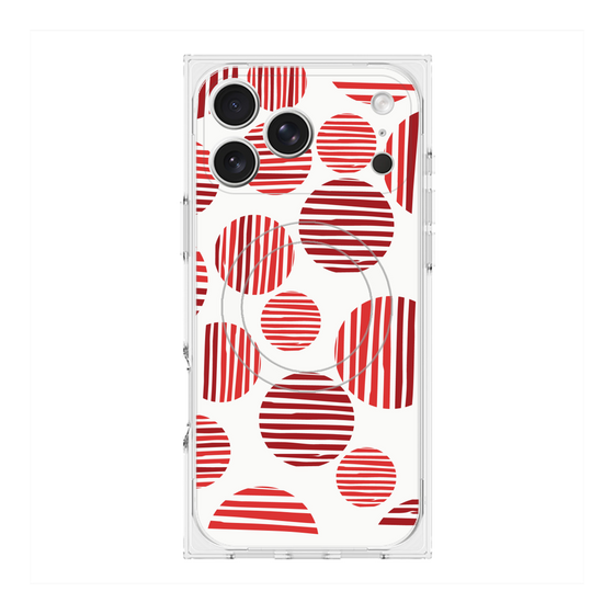 プレミアムスクエアケース with MagSafe［ Nordic Dot - Red ］
