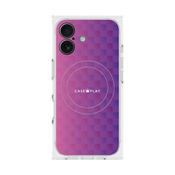 プレミアムスクエアケース with MagSafe［ CASEPLAY Check - Purple ］