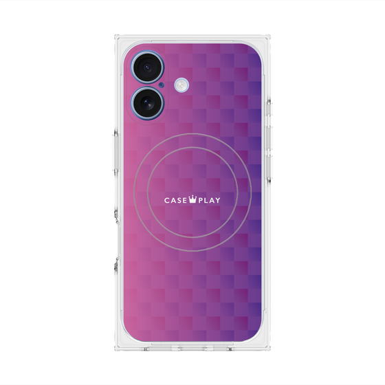 プレミアムスクエアケース with MagSafe［ CASEPLAY Check - Purple ］
