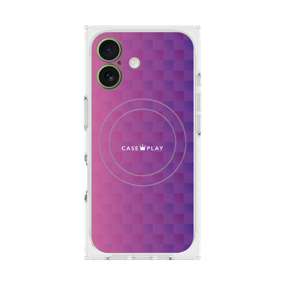 プレミアムスクエアケース with MagSafe［ CASEPLAY Check - Purple ］