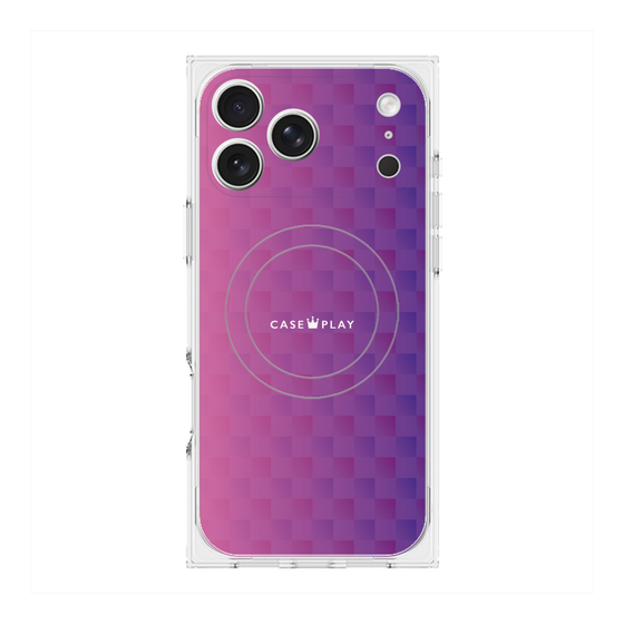 プレミアムスクエアケース with MagSafe［ CASEPLAY Check - Purple ］