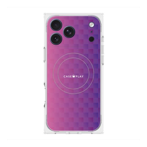 プレミアムスクエアケース with MagSafe［ CASEPLAY Check - Purple ］