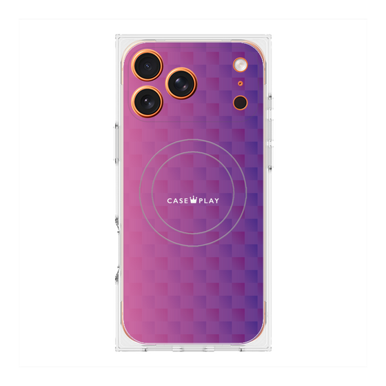 プレミアムスクエアケース with MagSafe［ CASEPLAY Check - Purple ］
