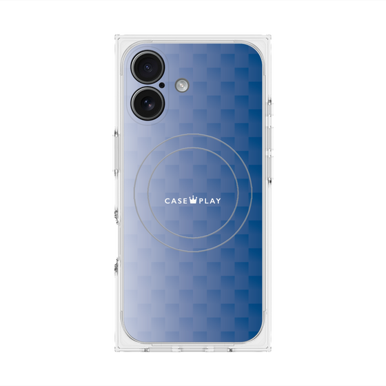 プレミアムスクエアケース with MagSafe［ CASEPLAY Check - Blue ］