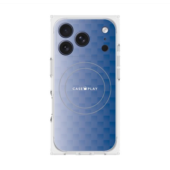 プレミアムスクエアケース with MagSafe［ CASEPLAY Check - Blue ］