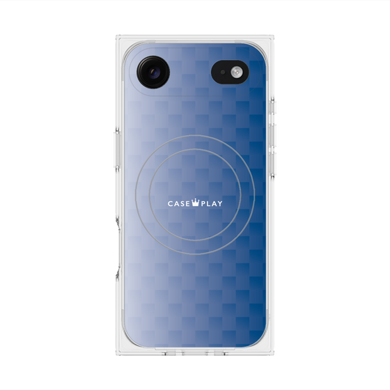プレミアムスクエアケース with MagSafe［ CASEPLAY Check - Blue ］