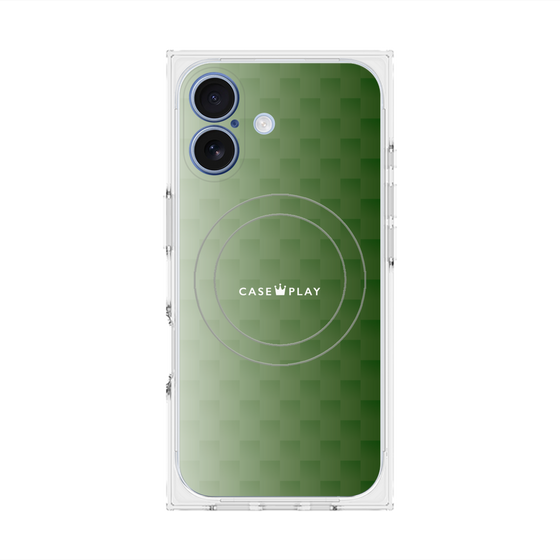 プレミアムスクエアケース with MagSafe［ CASEPLAY Check - Green ］