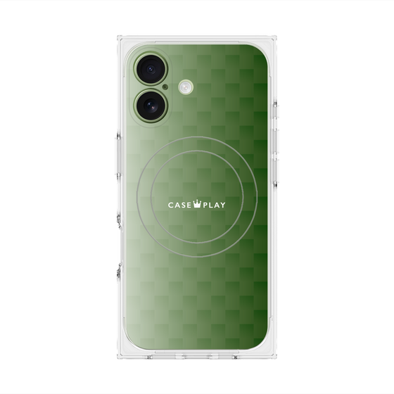 プレミアムスクエアケース with MagSafe［ CASEPLAY Check - Green ］