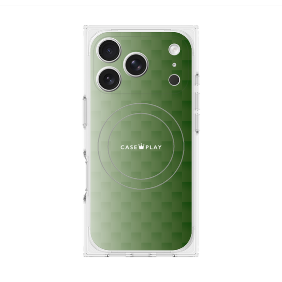 プレミアムスクエアケース with MagSafe［ CASEPLAY Check - Green ］