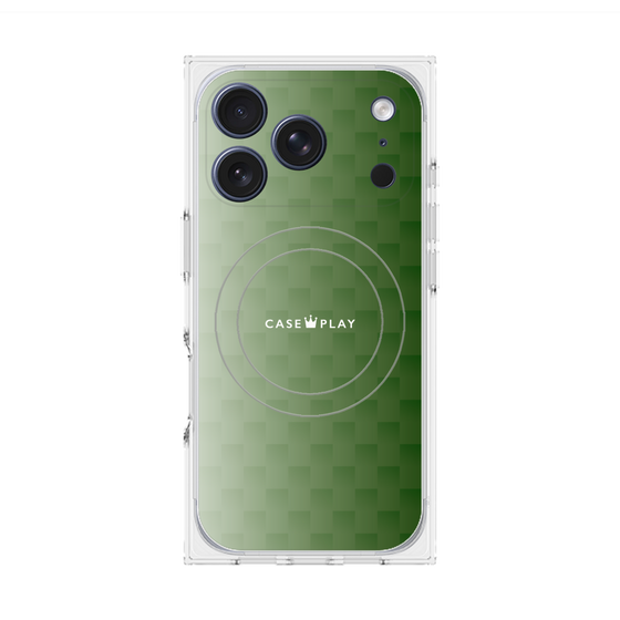 プレミアムスクエアケース with MagSafe［ CASEPLAY Check - Green ］