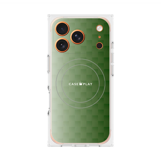 プレミアムスクエアケース with MagSafe［ CASEPLAY Check - Green ］