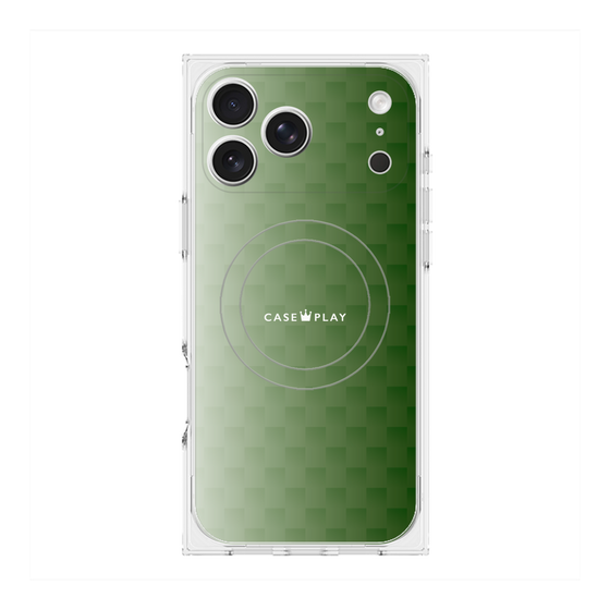プレミアムスクエアケース with MagSafe［ CASEPLAY Check - Green ］