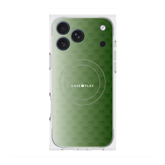プレミアムスクエアケース with MagSafe［ CASEPLAY Check - Green ］
