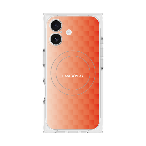 プレミアムスクエアケース with MagSafe［ CASEPLAY Check - Orange ］