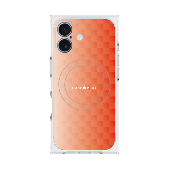 プレミアムスクエアケース with MagSafe［ CASEPLAY Check - Orange ］