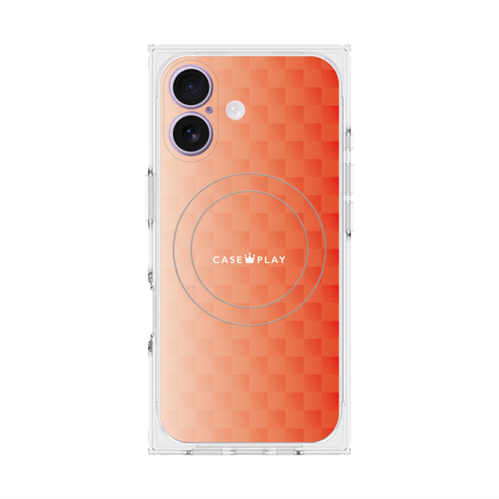 プレミアムスクエアケース with MagSafe［ CASEPLAY Check - Orange ］