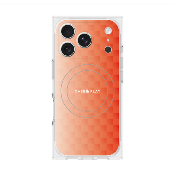 プレミアムスクエアケース with MagSafe［ CASEPLAY Check - Orange ］
