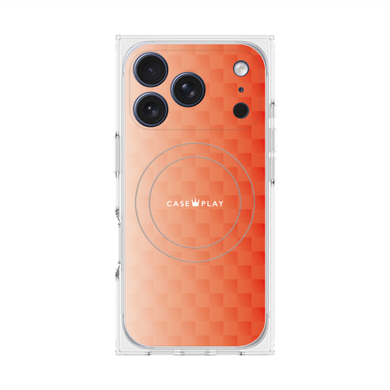 プレミアムスクエアケース with MagSafe［ CASEPLAY Check - Orange ］