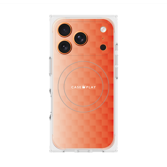 プレミアムスクエアケース with MagSafe［ CASEPLAY Check - Orange ］