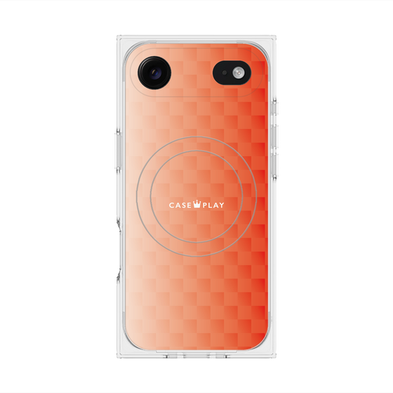 プレミアムスクエアケース with MagSafe［ CASEPLAY Check - Orange ］