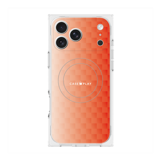 プレミアムスクエアケース with MagSafe［ CASEPLAY Check - Orange ］