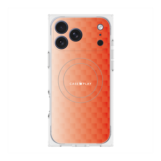プレミアムスクエアケース with MagSafe［ CASEPLAY Check - Orange ］