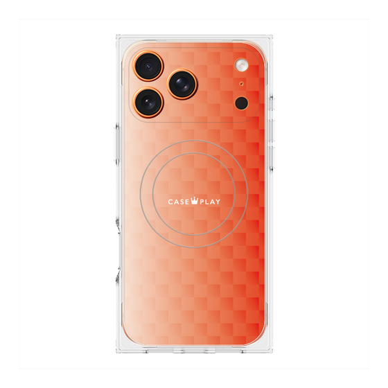 プレミアムスクエアケース with MagSafe［ CASEPLAY Check - Orange ］