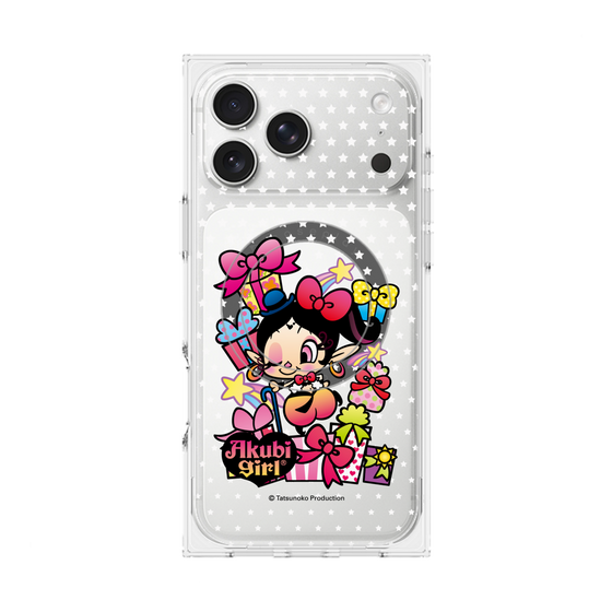 プレミアムスクエアケース with MagSafe［ アクビガール - プレゼントリボン ］