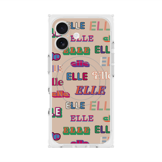 プレミアムスクエアケース with MagSafe［ ELLE - ミックスロゴ ］