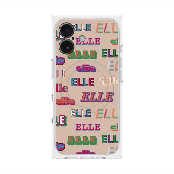 プレミアムスクエアケース with MagSafe［ ELLE - ミックスロゴ ］