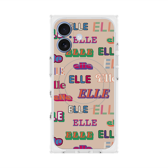 プレミアムスクエアケース with MagSafe［ ELLE - ミックスロゴ ］