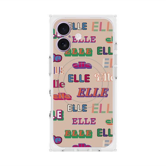 プレミアムスクエアケース with MagSafe［ ELLE - ミックスロゴ ］