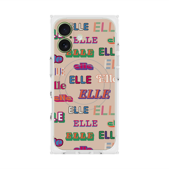 プレミアムスクエアケース with MagSafe［ ELLE - ミックスロゴ ］