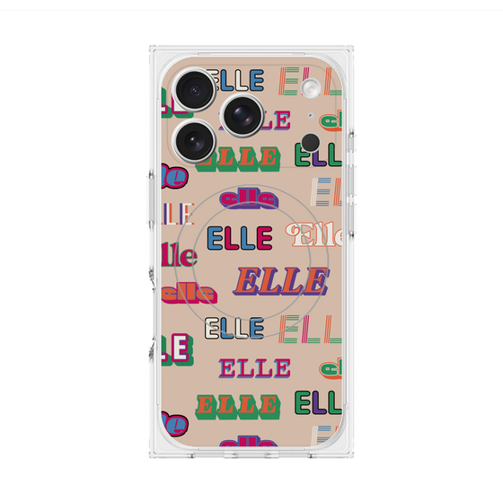 プレミアムスクエアケース with MagSafe［ ELLE - ミックスロゴ ］