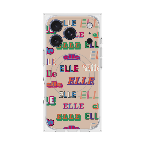 プレミアムスクエアケース with MagSafe［ ELLE - ミックスロゴ ］