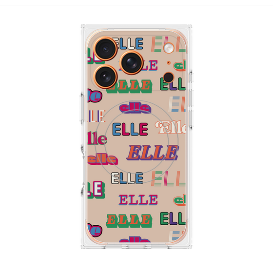 プレミアムスクエアケース with MagSafe［ ELLE - ミックスロゴ ］