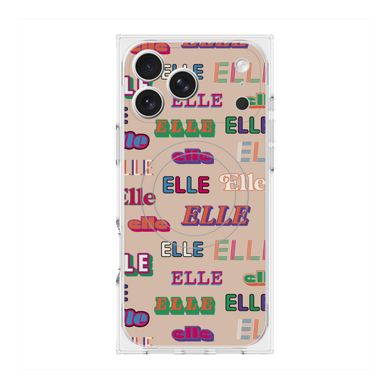 プレミアムスクエアケース with MagSafe［ ELLE - ミックスロゴ ］