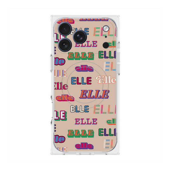 プレミアムスクエアケース with MagSafe［ ELLE - ミックスロゴ ］