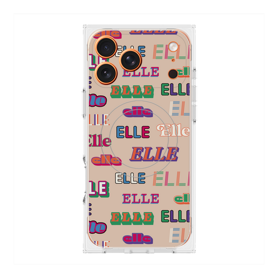 プレミアムスクエアケース with MagSafe［ ELLE - ミックスロゴ ］