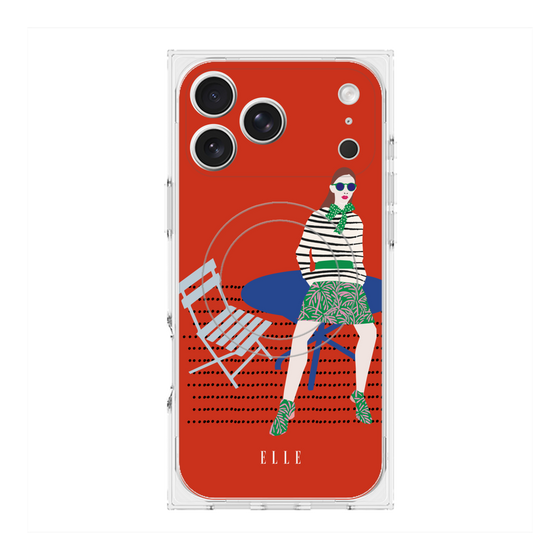 プレミアムスクエアケース with MagSafe［ ELLE - パリジェンヌ - レッド ］