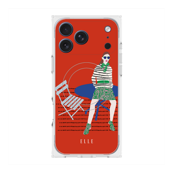 プレミアムスクエアケース with MagSafe［ ELLE - パリジェンヌ - レッド ］