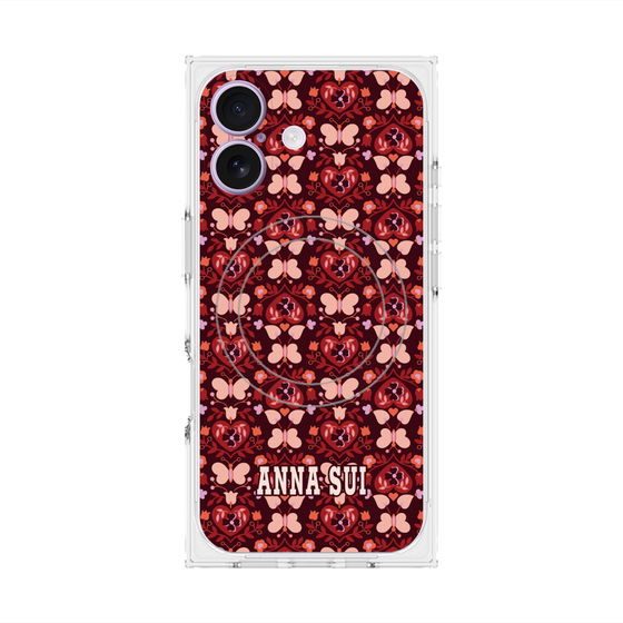プレミアムスクエアケース with MagSafe［ ANNA SUI - バタフライハーツ - レッド ］