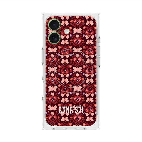 プレミアムスクエアケース with MagSafe［ ANNA SUI - バタフライハーツ - レッド ］