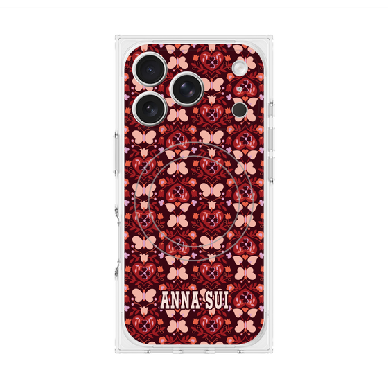 プレミアムスクエアケース with MagSafe［ ANNA SUI - バタフライハーツ - レッド ］
