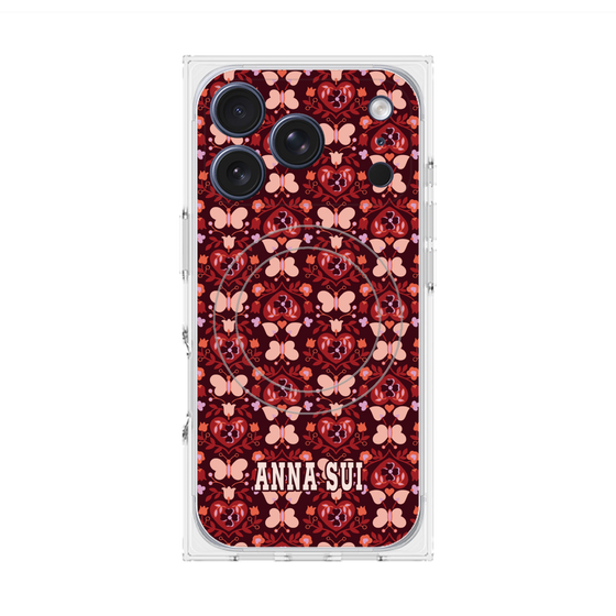 プレミアムスクエアケース with MagSafe［ ANNA SUI - バタフライハーツ - レッド ］