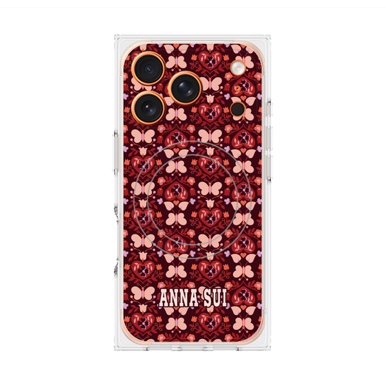 プレミアムスクエアケース with MagSafe［ ANNA SUI - バタフライハーツ - レッド ］