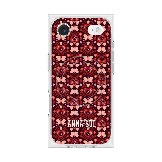プレミアムスクエアケース with MagSafe［ ANNA SUI - バタフライハーツ - レッド ］