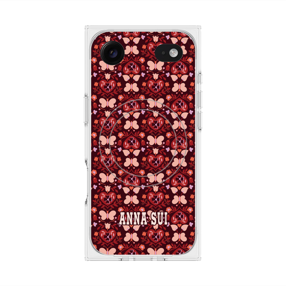 プレミアムスクエアケース with MagSafe［ ANNA SUI - バタフライハーツ - レッド ］