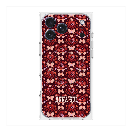 プレミアムスクエアケース with MagSafe［ ANNA SUI - バタフライハーツ - レッド ］